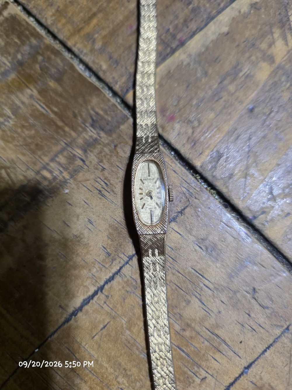 Benrus Vintage Women’s Manual Elegant Gold-Tone Textured Bracelet Watch